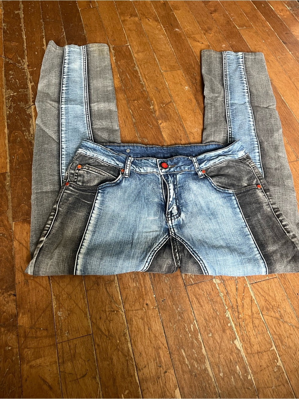 Classic Fashion Y2K Two Tone Patchwork Skinny Jeans